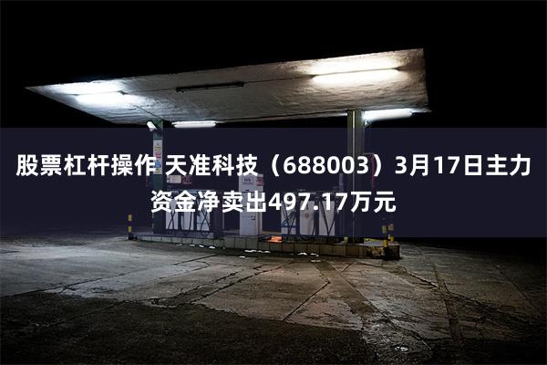 股票杠杆操作 天准科技（688003）3月17日主力资金净卖出497.17万元