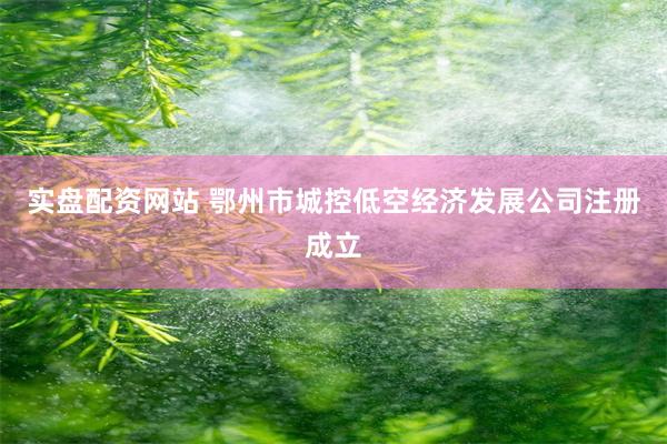 实盘配资网站 鄂州市城控低空经济发展公司注册成立