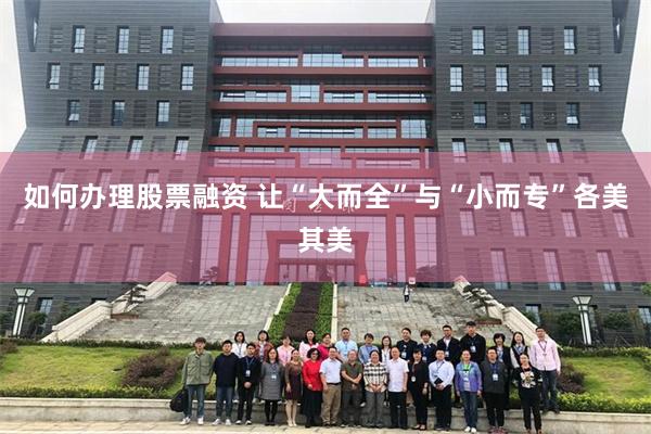 如何办理股票融资 让“大而全”与“小而专”各美其美